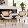 Armen Living Panda Modern Fabric Dining Chair in Walnut Wood and Brown