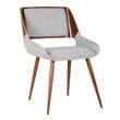Armen Living Panda Modern Fabric Dining Chair in Walnut Wood and Gray