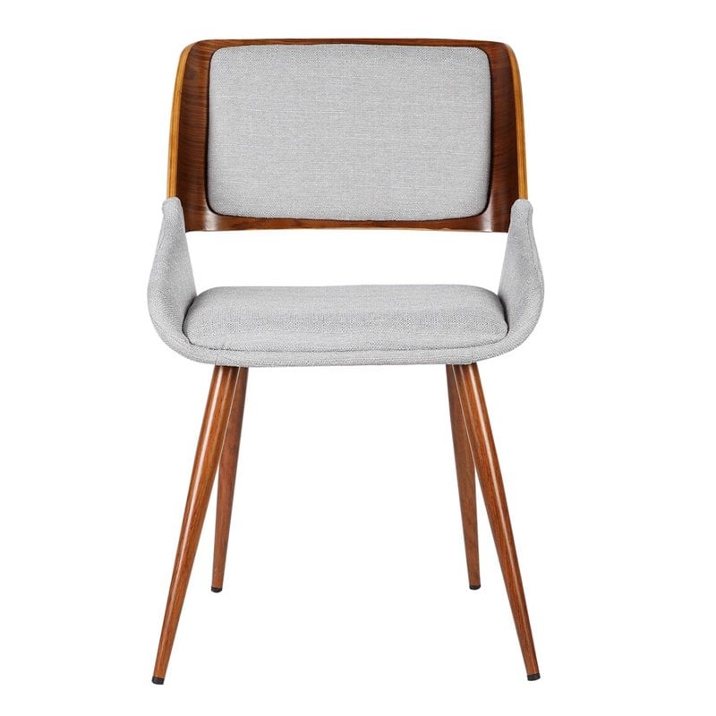 Armen Living Panda Modern Fabric Dining Chair in Walnut Wood and Gray