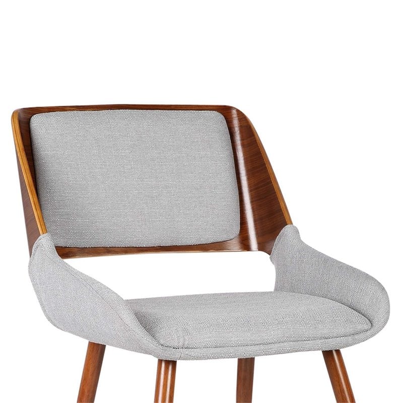 Armen Living Panda Modern Fabric Dining Chair in Walnut Wood and Gray