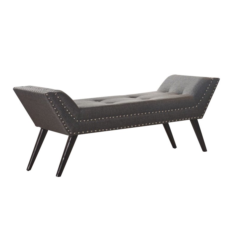 Armen Living Porter Fabric Upholstered Bench in Charcoal