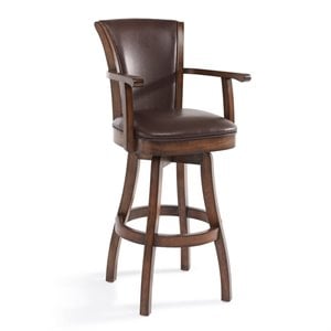 Armen Living Raleigh 30&quot Modern Faux Leather Swivel Bar Stool in Chestnut/Brown