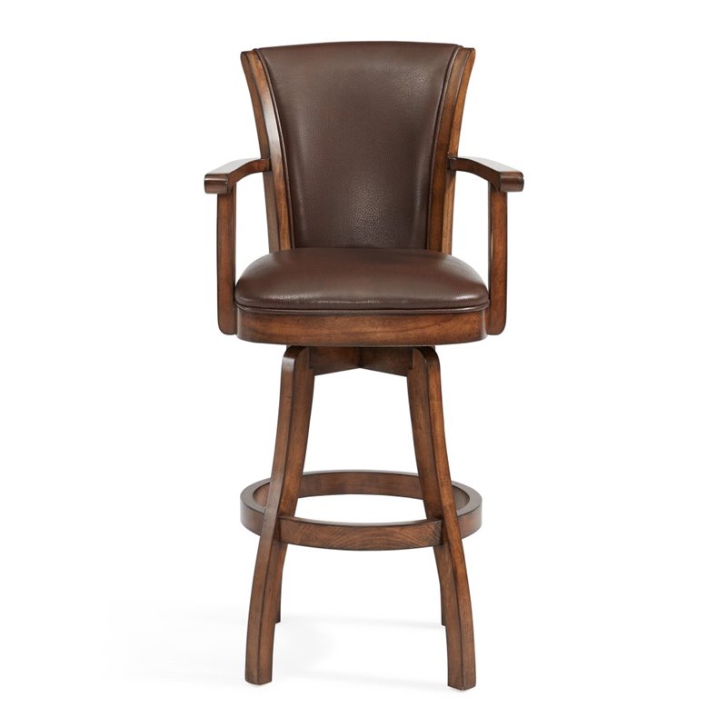 Armen Living Raleigh Arm 30" Swivel Bar Stool in Chestnut ...