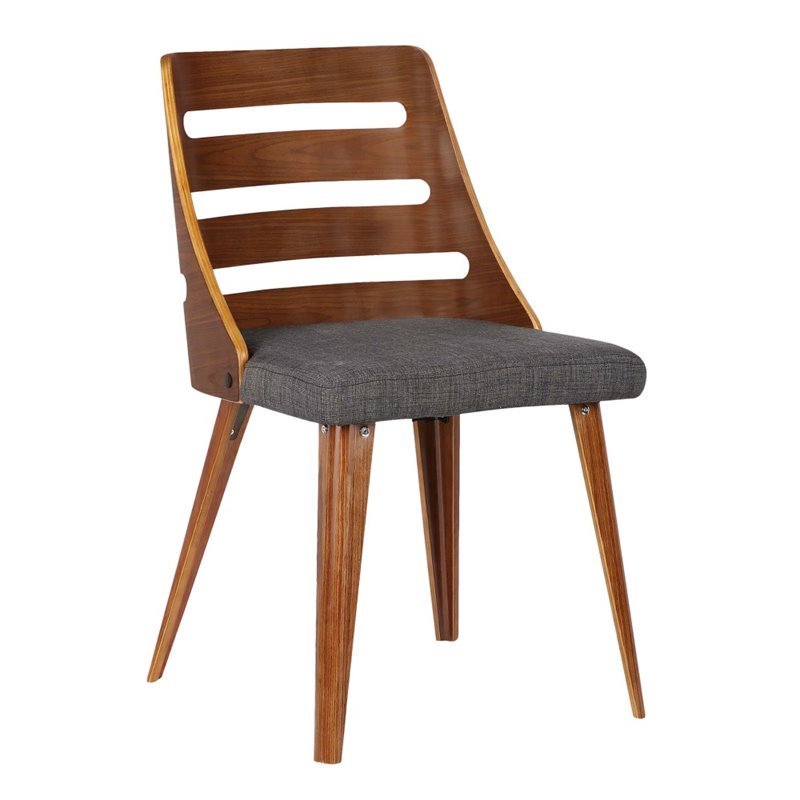 Armen Living Storm Dining Chair in Walnut and Charcoal