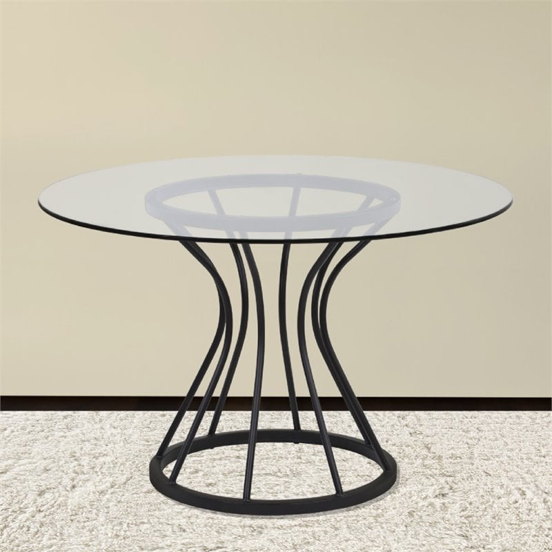 Armen Living Zurich Round Metal Dining Table in Black Cymax Business