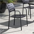 Armen Living Zander Aluminum Stackable Patio Dining Chair in Gray (Set of 2)