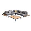 Armen Living Polo 4-Piece Modern Aluminum Patio Sectional Set in Gray