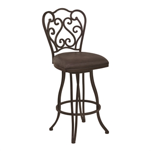 Armen Living Celeste 26&quot Fabric & Iron Counter Stool in Auburn Bay/Espresso