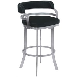 Armen Living Prinz 26&quot Modern Polyurethane & Metal Swivel Counter Stool in Black