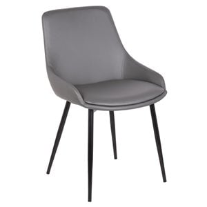 Armen Living Mia Modern Faux Leather Dining Chair in Black/Gray
