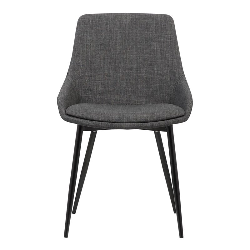 Armen Living Mia Modern Fabric Dining Chair in Black/Charcoal