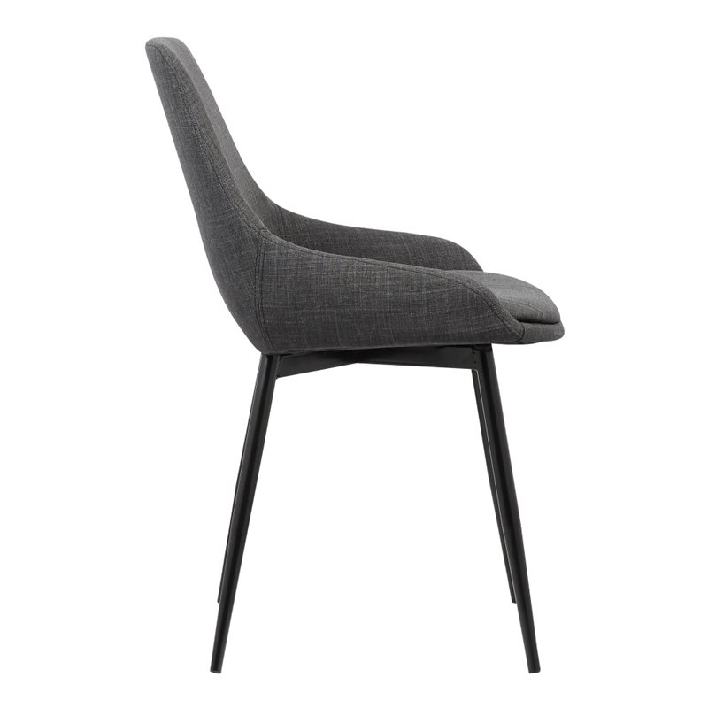 Armen Living Mia Modern Fabric Dining Chair in Black/Charcoal