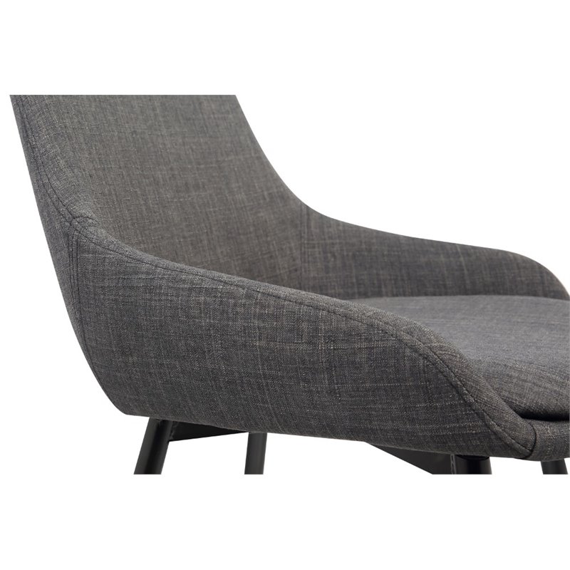 Armen Living Mia Modern Fabric Dining Chair in Black/Charcoal