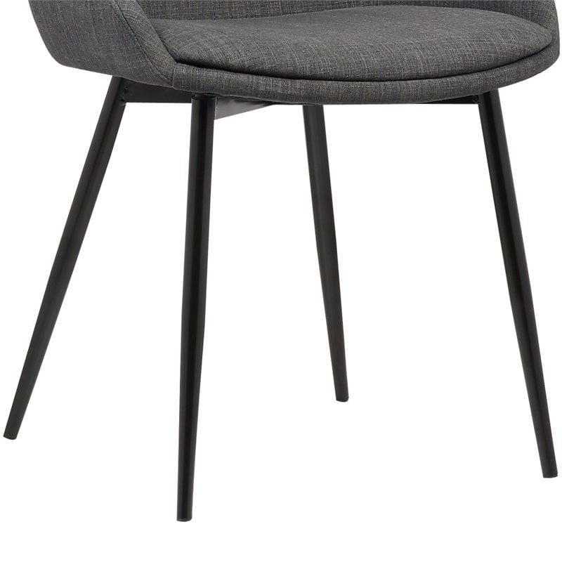 Armen Living Mia Modern Fabric Dining Chair in Black/Charcoal