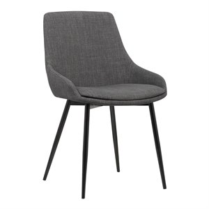 Armen Living Mia Modern Fabric Dining Chair in Black/Charcoal