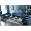 Armen Living Andre Tufted Linen Fabric Loveseat in Blue and Brushed Silver