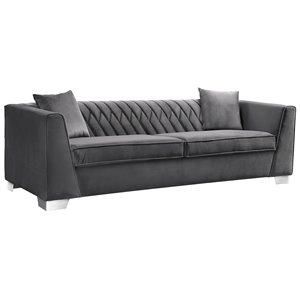 armen living cambridge contemporary velvet quilted sofa