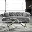 Armen Living Elegance Modern Rich Velvet Upholstered Sofa in Gray