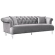 Armen Living Elegance Modern Rich Velvet Upholstered Sofa in Gray