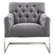 Armen Living Emily Accent Chair in Gray and Brushed Silver