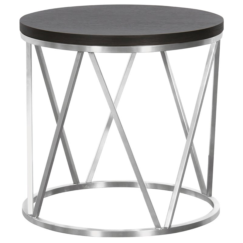 Armen Living Emerald End Table In Gray And Brushed Silver Armen Living Emerald End Table In Gray And Brushed Silver