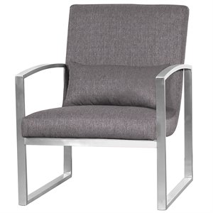 armen living leonard accent chair in gray and brushed silver