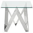 Armen Living Scarlett Glass Top End Table in Polished Silver
