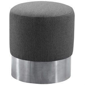 armen living tabitha upholstered ottoman in gray and brushed silver