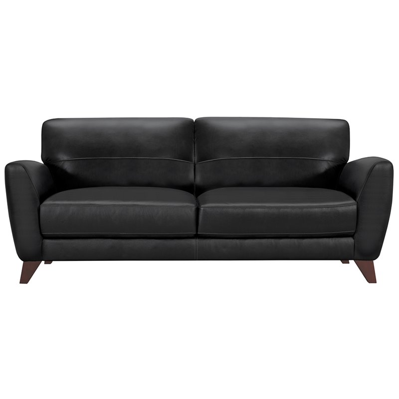 Armen Living Jedd Modern Leather Upholstered Sofa in Black and Brown