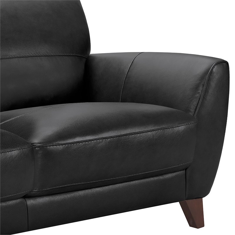 Armen Living Jedd Modern Leather Upholstered Sofa in Black and Brown