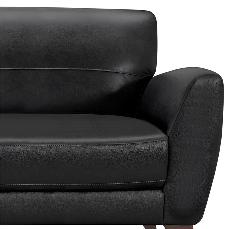 Armen Living Jedd Modern Leather Upholstered Sofa in Black and Brown