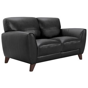 armen living jedd leather loveseat in black and brown
