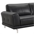 Armen Living Everly Modern Leather Sofa in Black and Brushed Silver