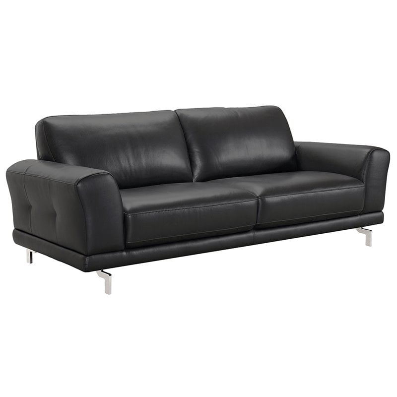 Armen Living Everly Leather Sofa In, Silver Leather Sofa