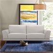 Armen Living Everly Modern Leather Sofa in Dove Gray and Brushed Silver