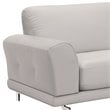 Armen Living Everly Modern Leather Sofa in Dove Gray and Brushed Silver