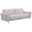 Armen Living Everly Modern Leather Sofa in Dove Gray and Brushed Silver