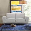 Armen Living Everly Leather Loveseat in Dove Gray and Brushed Silver