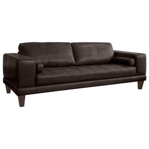 Armen Living Wynne Upholstered Modern Leather Sofa in Espresso