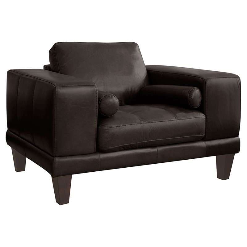 Armen Living Wynne Leather Accent Chair in Espresso