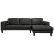 Armen Living Wynne Modern Leather Right Facing Sectional in Black and Brown