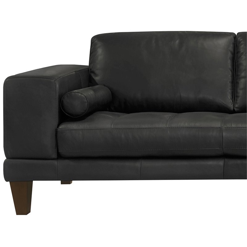 Armen Living Wynne Modern Leather Right Facing Sectional in Black and Brown