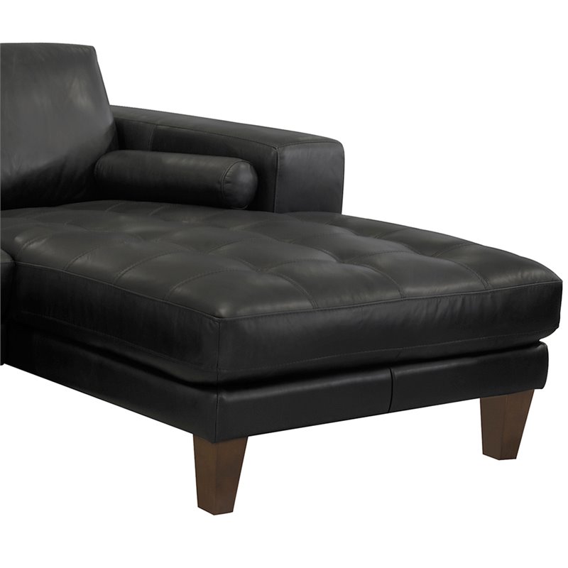 Armen Living Wynne Modern Leather Right Facing Sectional in Black and Brown