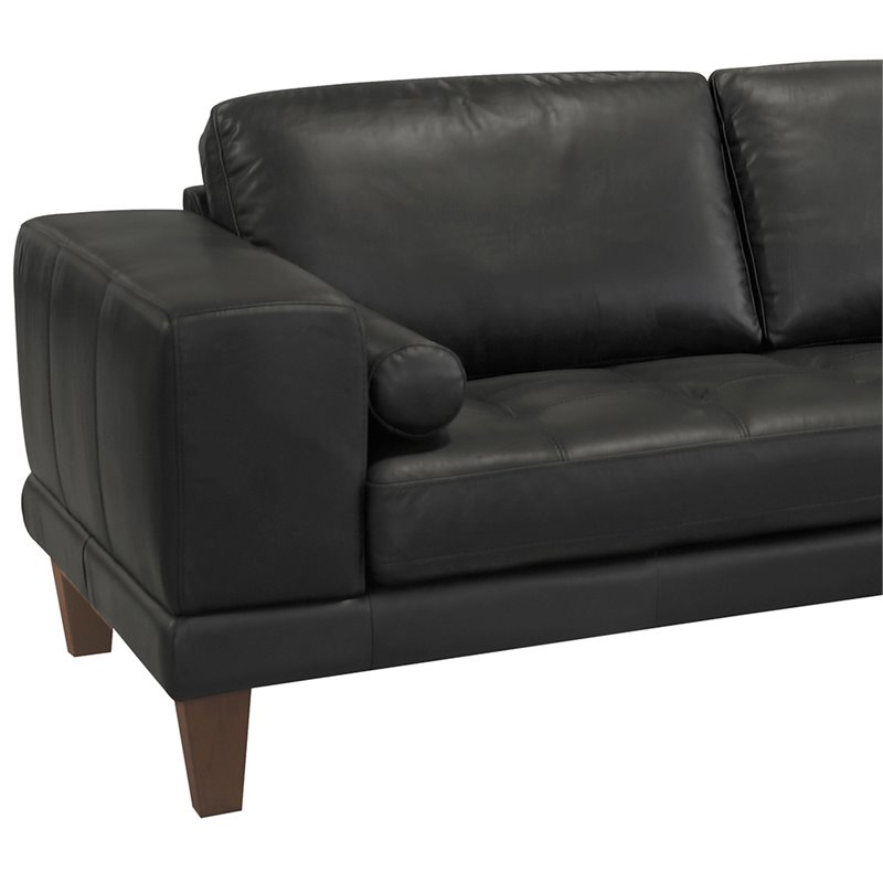 Armen Living Wynne Modern Leather Right Facing Sectional in Black and Brown
