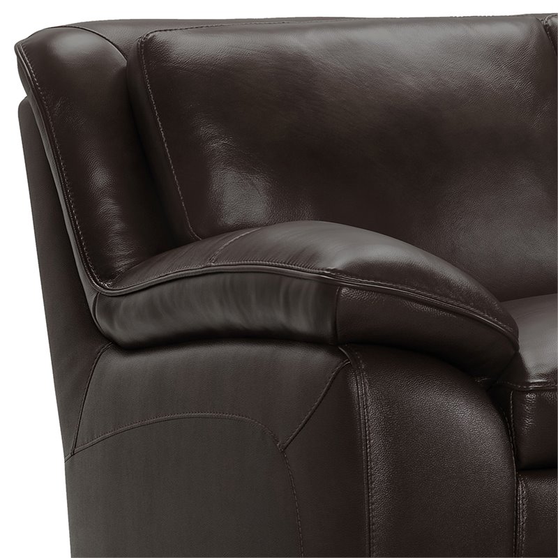Armen Living Zanna Upholstered Modern Leather Sofa in Dark Brown