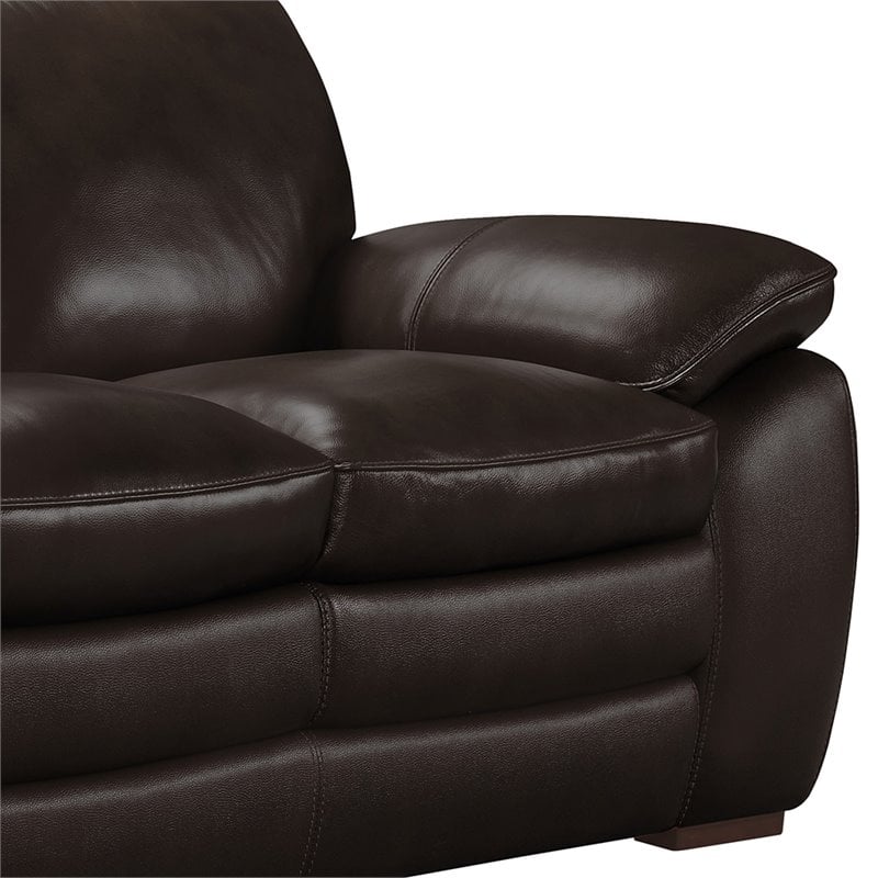 Armen Living Zanna Upholstered Modern Leather Sofa in Dark Brown