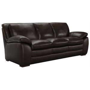 armen living zanna leather upholstered sofa in dark brown