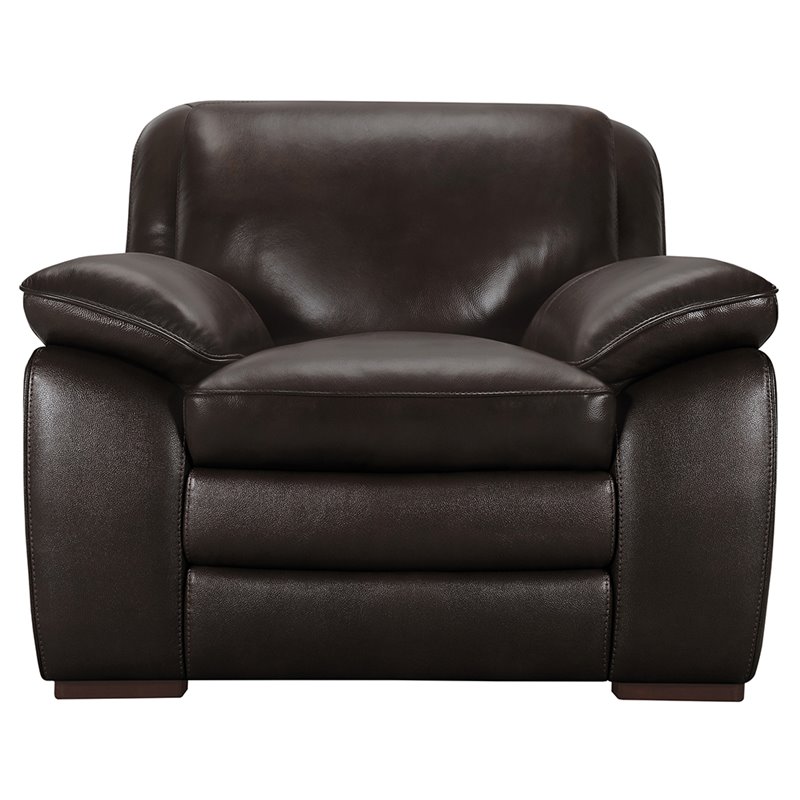 Armen Living Zanna Leather Accent Chair in Dark Brown