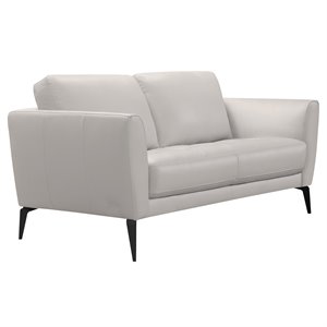 armen living hope leather loveseat in dove gray and black