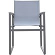 Armen Living Bistro Outdoor Aluminum Dining Arm Chair in Gray (Set of 2)